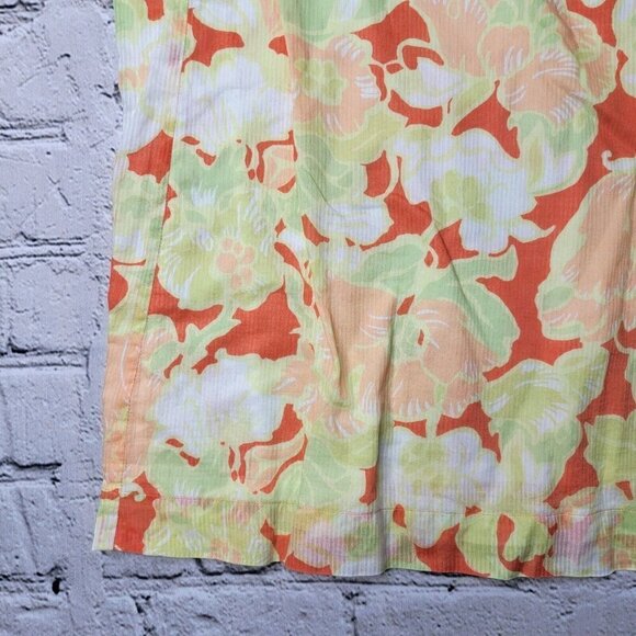 Talbots 100% Cotton Orange Green Ruffle Collar Sleeveless Blouse Size 14 - Picture 5 of 10